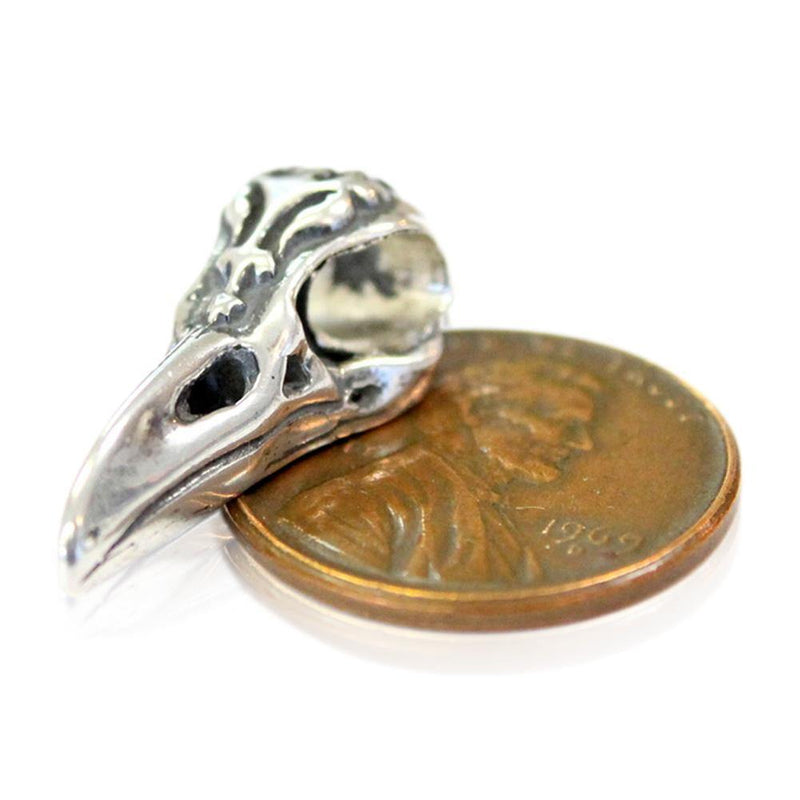 Raven Skull - 925 Sterling Silver European Style Charm Bead - Fits: Pandora, Chamilia & Compatible Brands - Moon Raven Designs