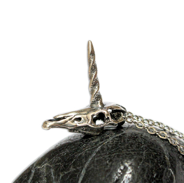 Unicorn Skull Pendant Necklace - Moon Raven Designs