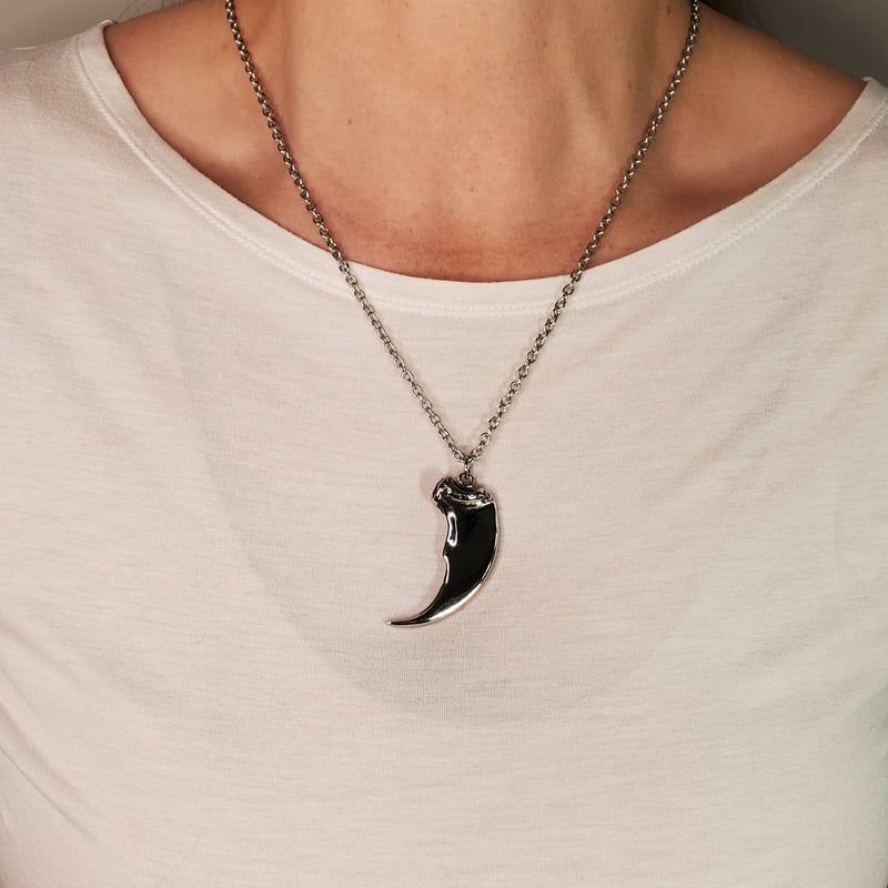 Large Bear Claw Pendant Necklace - Solid 925 Sterling Silver - Bear Claw Statement Piece - Life Size Bear Claw Gift For Him - Gift For Her