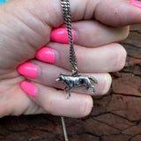 Sterling Silver 3D Grey Wolf Charm Pendant Necklace - Solid Hand Cast 925 - Wolf Jewelry Gift for Her - Multiple Chain Lengths Available