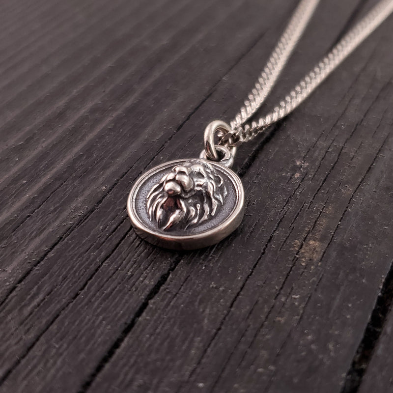 African Lion Charm Necklace - Solid 925 Sterling Silver - Courage Strength Gift for Her - Multiple Chain Options