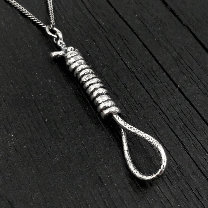 Solid Sterling Silver Hangman's Noose Charm Pendant Necklace - Highly Detailed Rare and Unique Jewellery