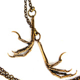 Bird Claw Lariat Necklace - Solid Hand Cast Bronze Double Lariat Necklace - Statement Gift For Her - Moon Raven Designs