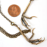 Bird Claw Lariat Necklace - Solid Hand Cast Bronze Double Lariat Necklace - Statement Gift For Her - Moon Raven Designs