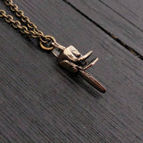 Solid Bronze Chainsaw Necklace Chainsaw Charm Necklace