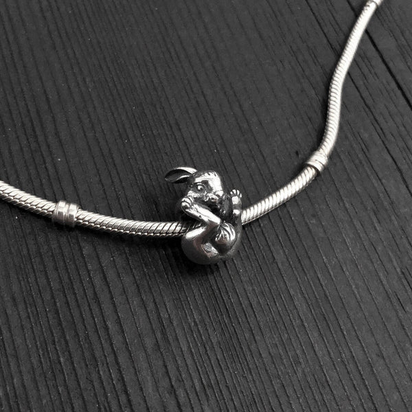 Easter Bunny Rabbit Bead for Bracelet - 925 Sterling Silver European Style Bracelet Charm Bead - Fits: Pandora, Chamilia & Compatible Brands