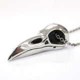 Large Raven Skull Pendant Necklace in Solid Stainless Steel - Moon Raven Designs