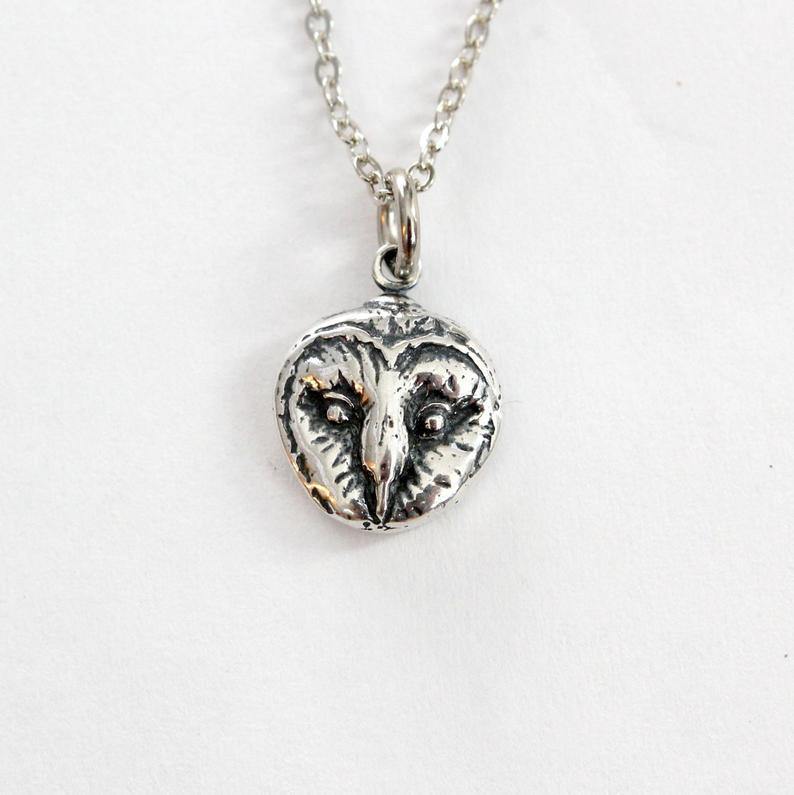 Sterling Silver Barn Owl Pendant - Moon Raven Designs