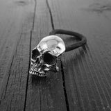 Human Skull Hair Tie Pony Tail Holder Solid Cast Stainless Steel - Moon Raven Designs