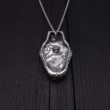 Silver Rattlesnake Head Pendant Necklace Life Size Solid Hand Cast Silver Plated Bronze - Moon Raven Designs