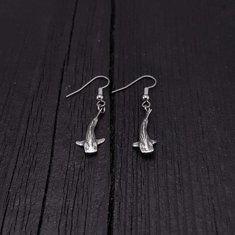 Tiny Whale Shark Earrings - Solid 925 Sterling Silver - Moon Raven Designs